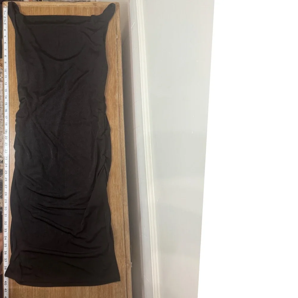 Liz & Sara Women's‎ Black Ruched Side Sleeveless Cowl Neck Midi Dress Size Large